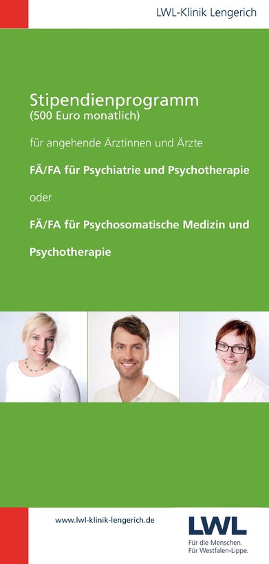 Titelseite Broschüre Stipendienprogramm für angehende Ärztinnen und Ärzte. Zwei Frauen und ein Mann lächeln. Titelseite Broschüre Stipendienprogramm für angehende Ärztinnen und Ärzte. Zwei Frauen und ein Mann lächeln.