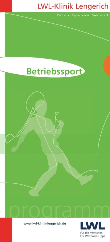 Ein grasgrüner Flyer, auf dem ein illustrierter Mensch mit dem Fuß einen Ball hochtritt. Ein grasgrüner Flyer, auf dem ein illustrierter Mensch mit dem Fuß einen Ball hochtritt.
